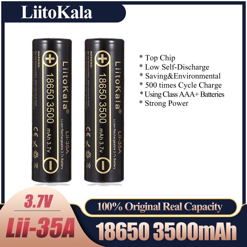 Vape Battery 18650 - 2-10 Stück LiitoKala Lii-35A 18650 3500