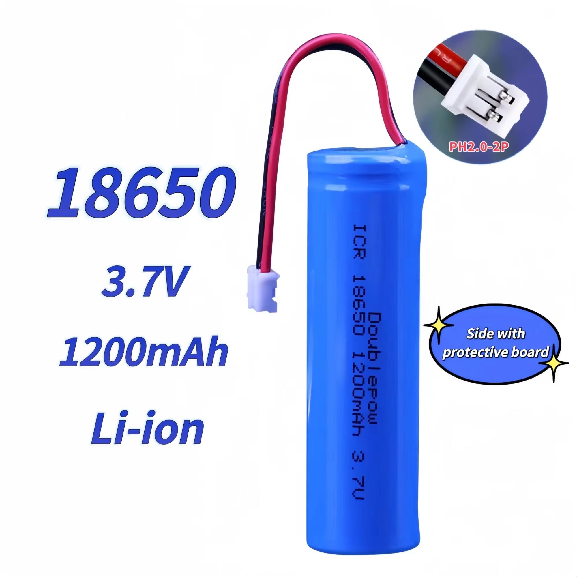 Vape Battery 18650 - 18650 wiederaufladbare Lithium-Batterie 3,7V1200mAh mit PH-Stecker