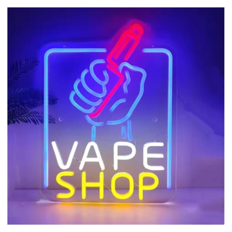 Vaping Store - Vape-Shop Neon-Schild: Hand haltendes LED-Licht, dimmbar,